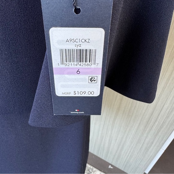 (NWT) Tommy Hilfiger Navy Dress Bell Sleeves with Button Embellishment Size 6 - Picture 6 of 10